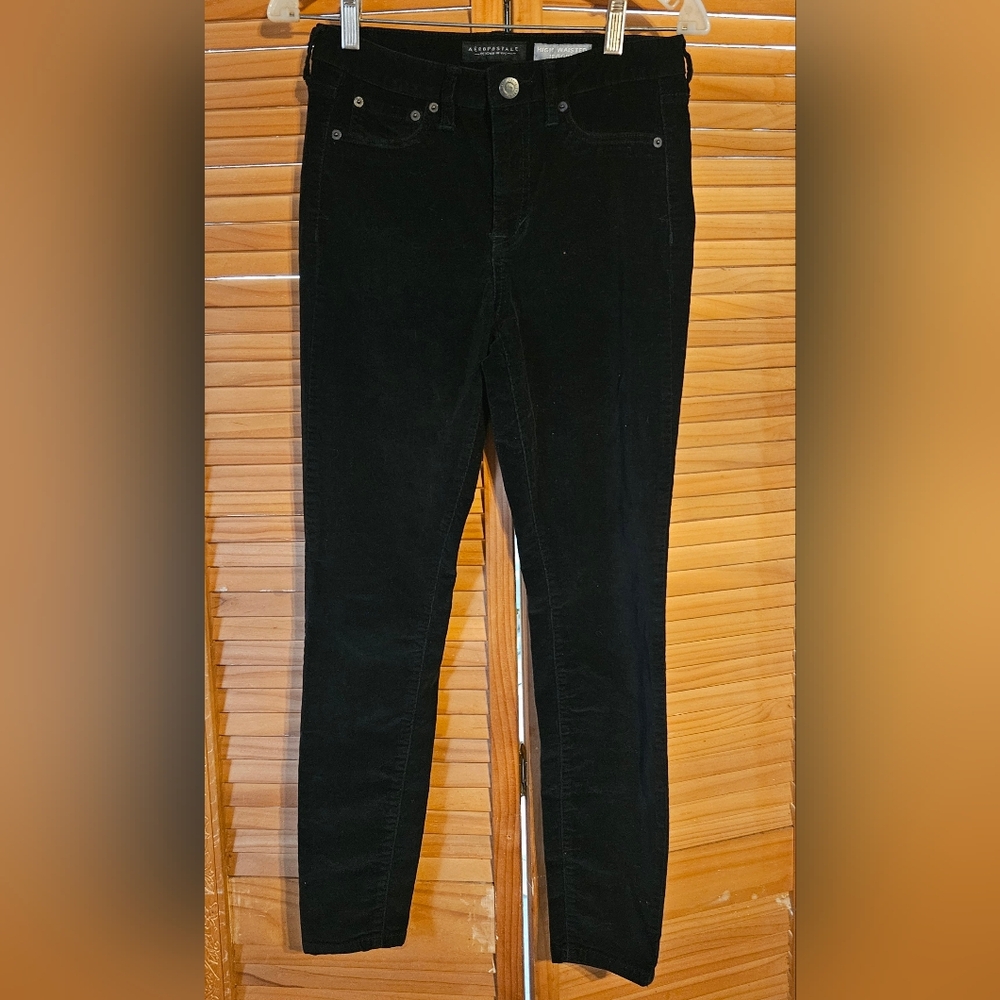 Aeropostale High Waisted Jegging Size 6 Regular Black Corduroy Jeans